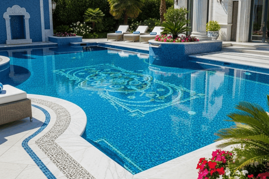 How to Design a Luxurious Poolside with Marble and Tile