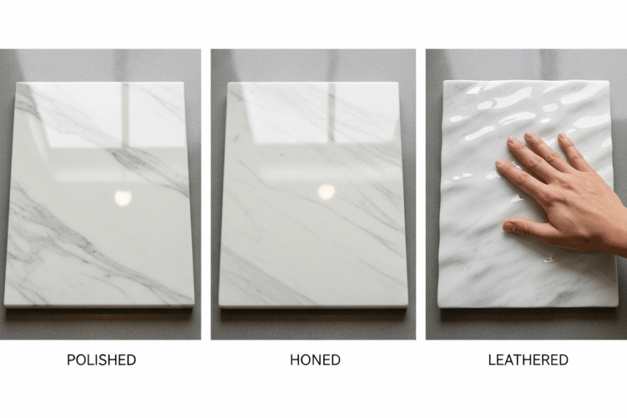 Choosing the Right Marble Finish- Polished vs. Honed vs. Leathered