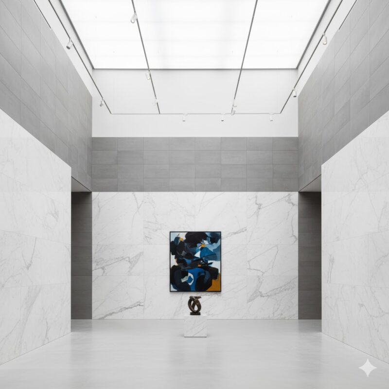 Creating an Art Gallery Feel with Marble and Minimalist Tile Walls