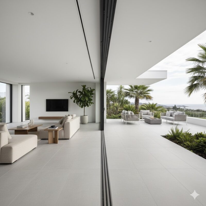 Designing an Indoor-Outdoor Flow Using Continuous Tile Flooring