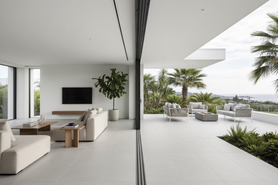 Designing an Indoor-Outdoor Flow Using Continuous Tile Flooring